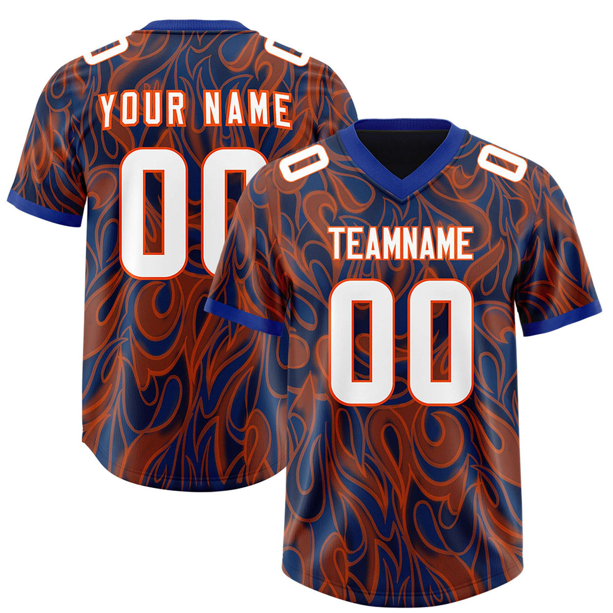 Custom Navy Personalized Printed Graffiti Pattern Design Authentic American Football Jersey