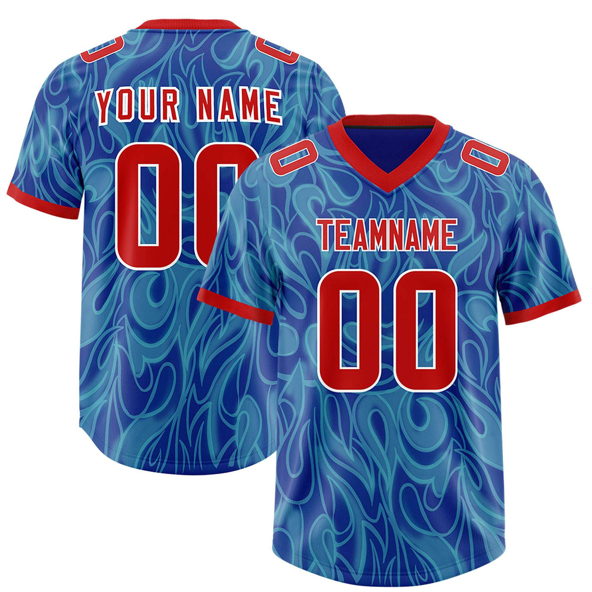 Custom Blue Personalized Printed Graffiti Pattern Design Authentic American Football Jersey