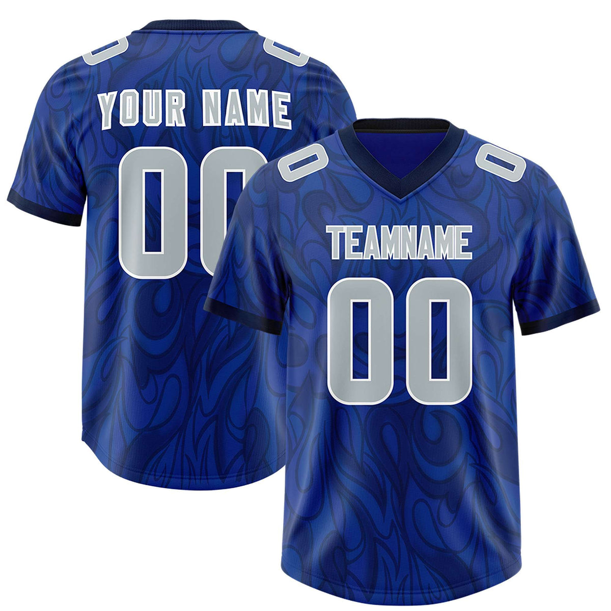 Custom Royal Personalized Printed Graffiti Pattern Design Authentic American Football Jersey