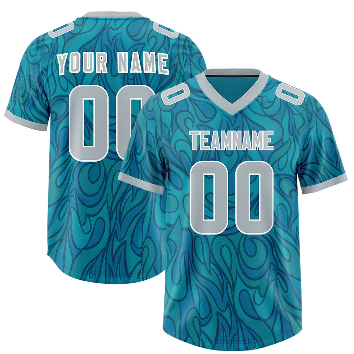 Custom Aqua Personalized Printed Graffiti Pattern Design Authentic American Football Jersey