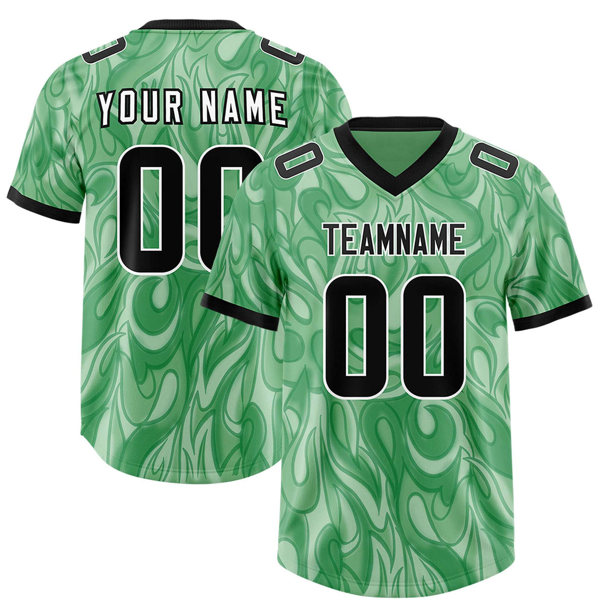 Custom Green Personalized Printed Graffiti Pattern Design Authentic American Football Jersey