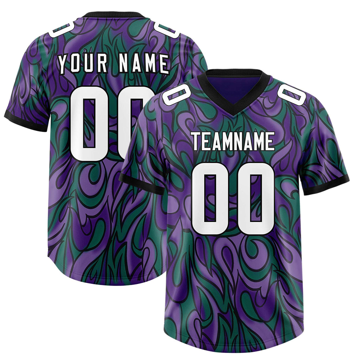 Custom Purple Personalized Printed Graffiti Pattern Design Authentic American Football Jersey