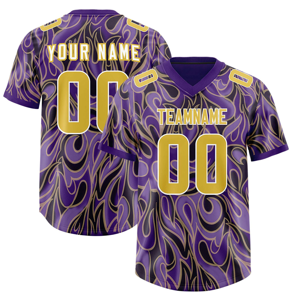 Custom Purple Personalized Printed Graffiti Pattern Design Authentic American Football Jersey