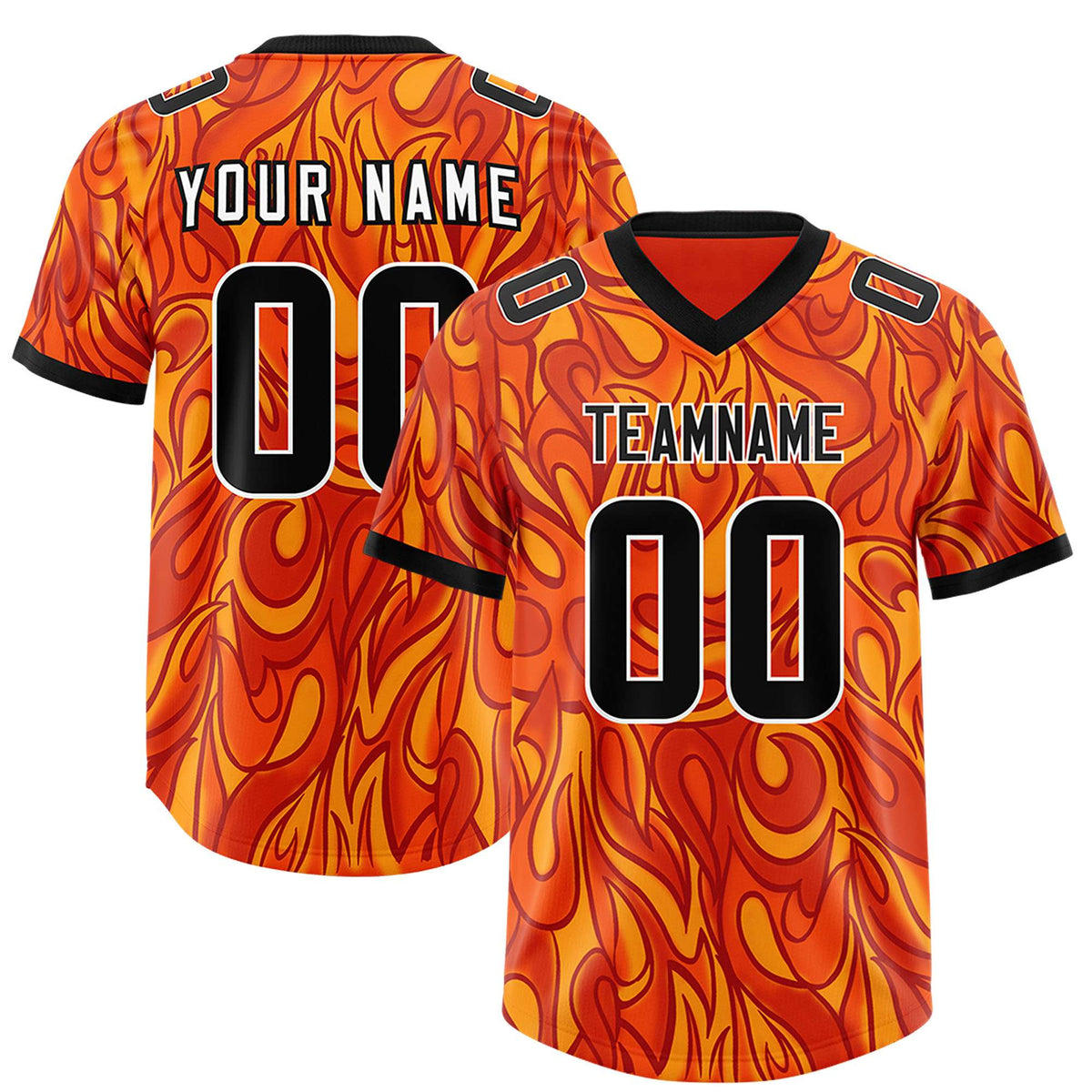Custom Orange Personalized Printed Graffiti Pattern Design Authentic American Football Jersey