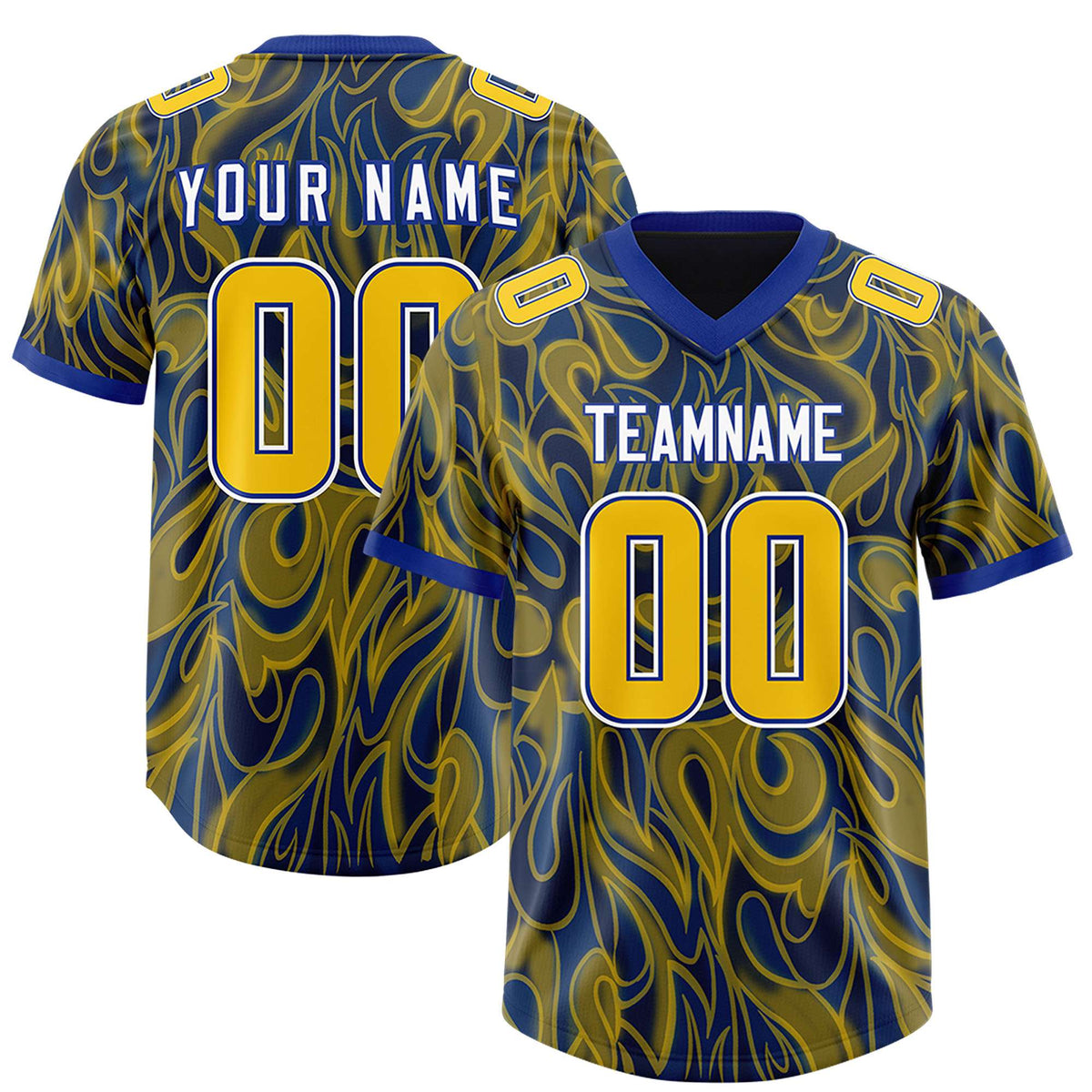 Custom Royal Personalized Printed Graffiti Pattern Design Authentic American Football Jersey