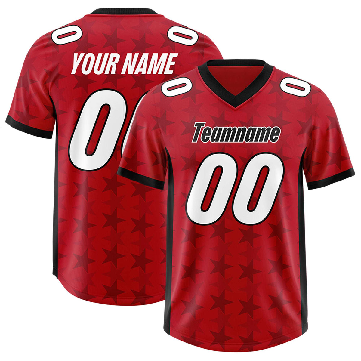 Custom Red Black Personalized All Star Graffiti Pattern Authentic American Football Jersey