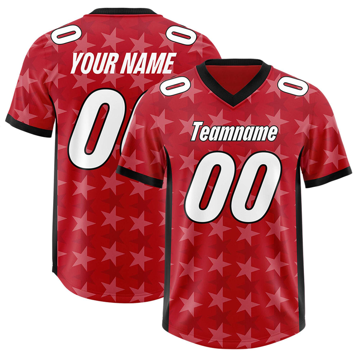 Custom Red Black Personalized All Star Graffiti Pattern Authentic American Football Jersey