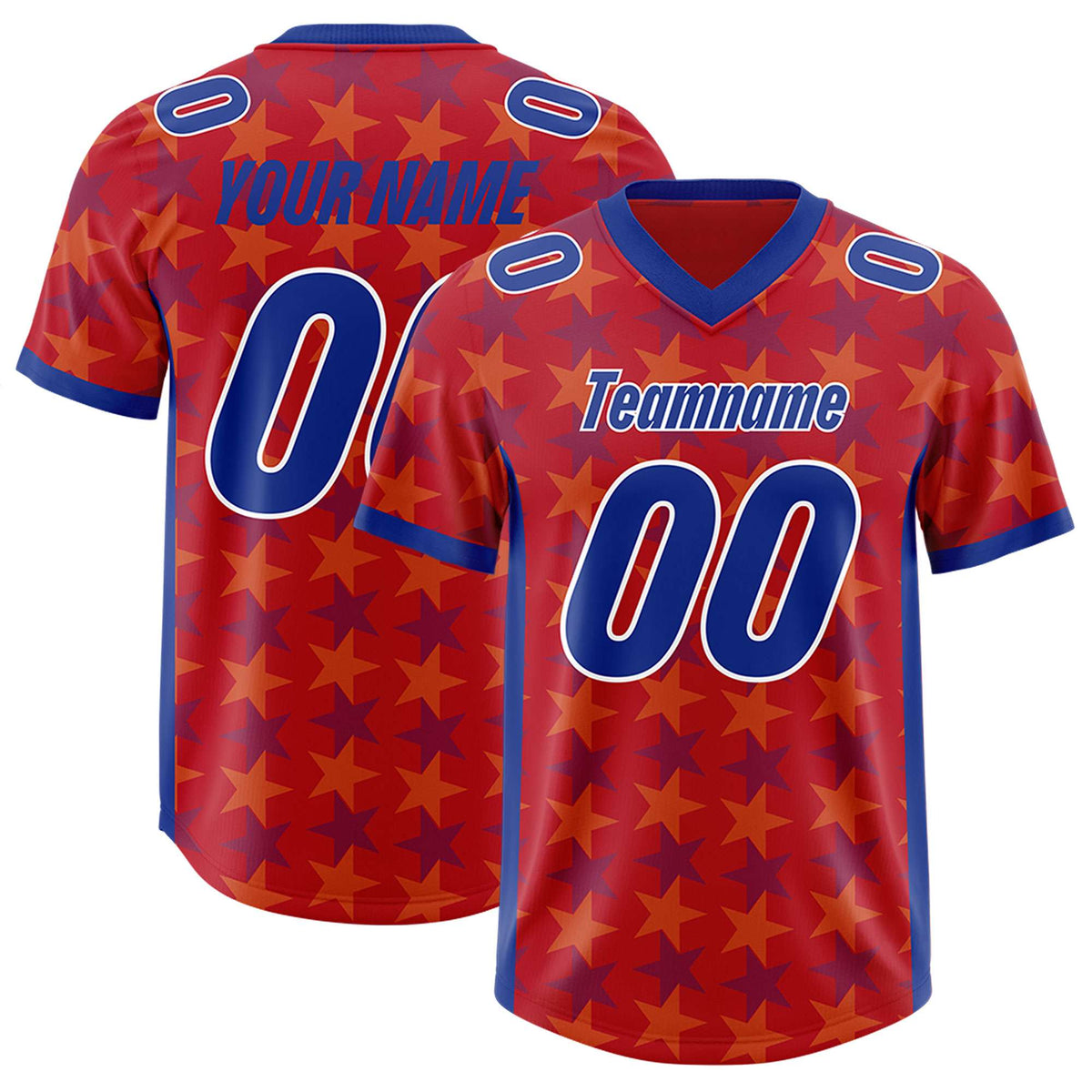 Custom Red Royal Personalized All Star Graffiti Pattern Authentic American Football Jersey