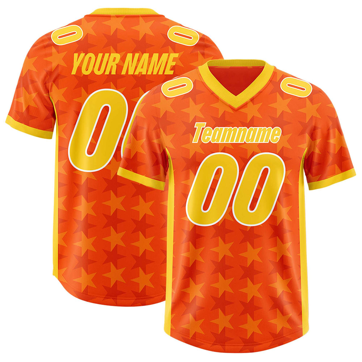 Custom Orange Gold Personalized All Star Graffiti Pattern Authentic American Football Jersey