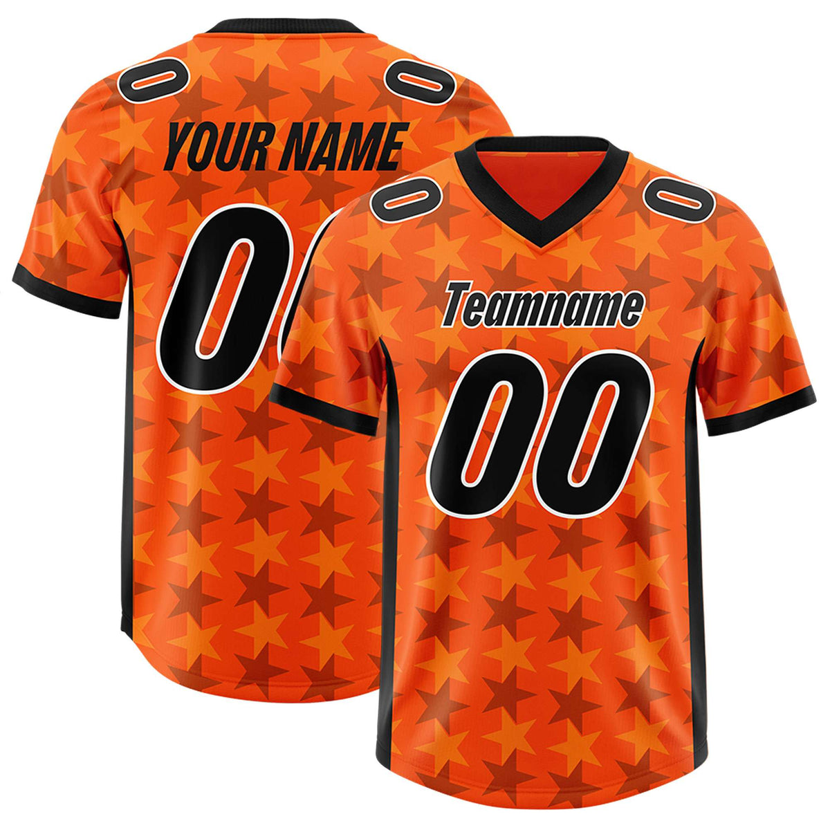 Custom Orange Black Personalized All Star Graffiti Pattern Authentic American Football Jersey