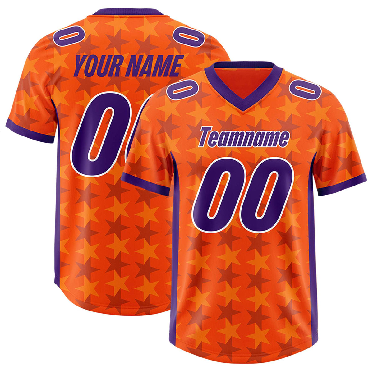 Custom Orange Purple Personalized All Star Graffiti Pattern Authentic American Football Jersey