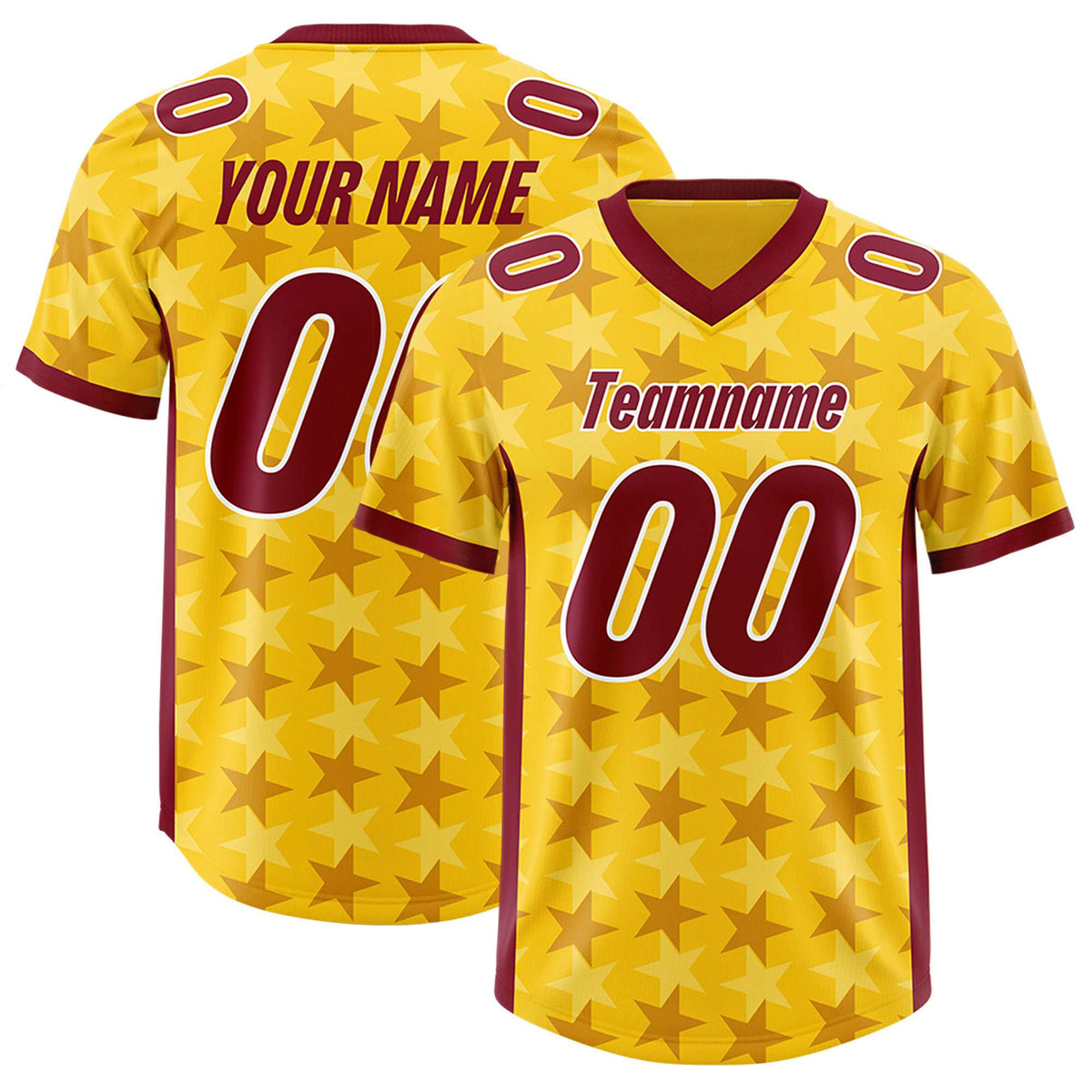 Custom Gold Crimson Personalized All Star Graffiti Pattern Authentic American Football Jersey