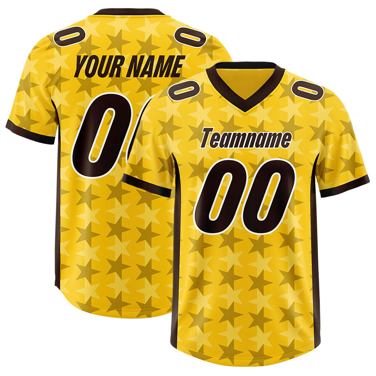 Custom Gold Black Personalized All Star Graffiti Pattern Authentic American Football Jersey