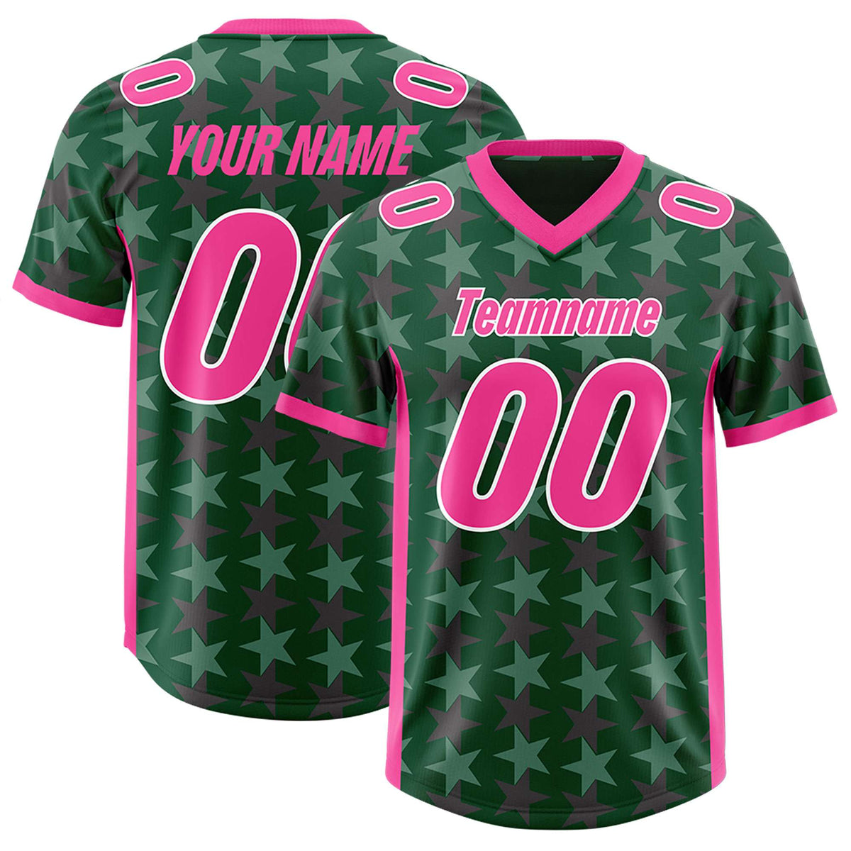 Custom Green Pink Personalized All Star Graffiti Pattern Authentic American Football Jersey