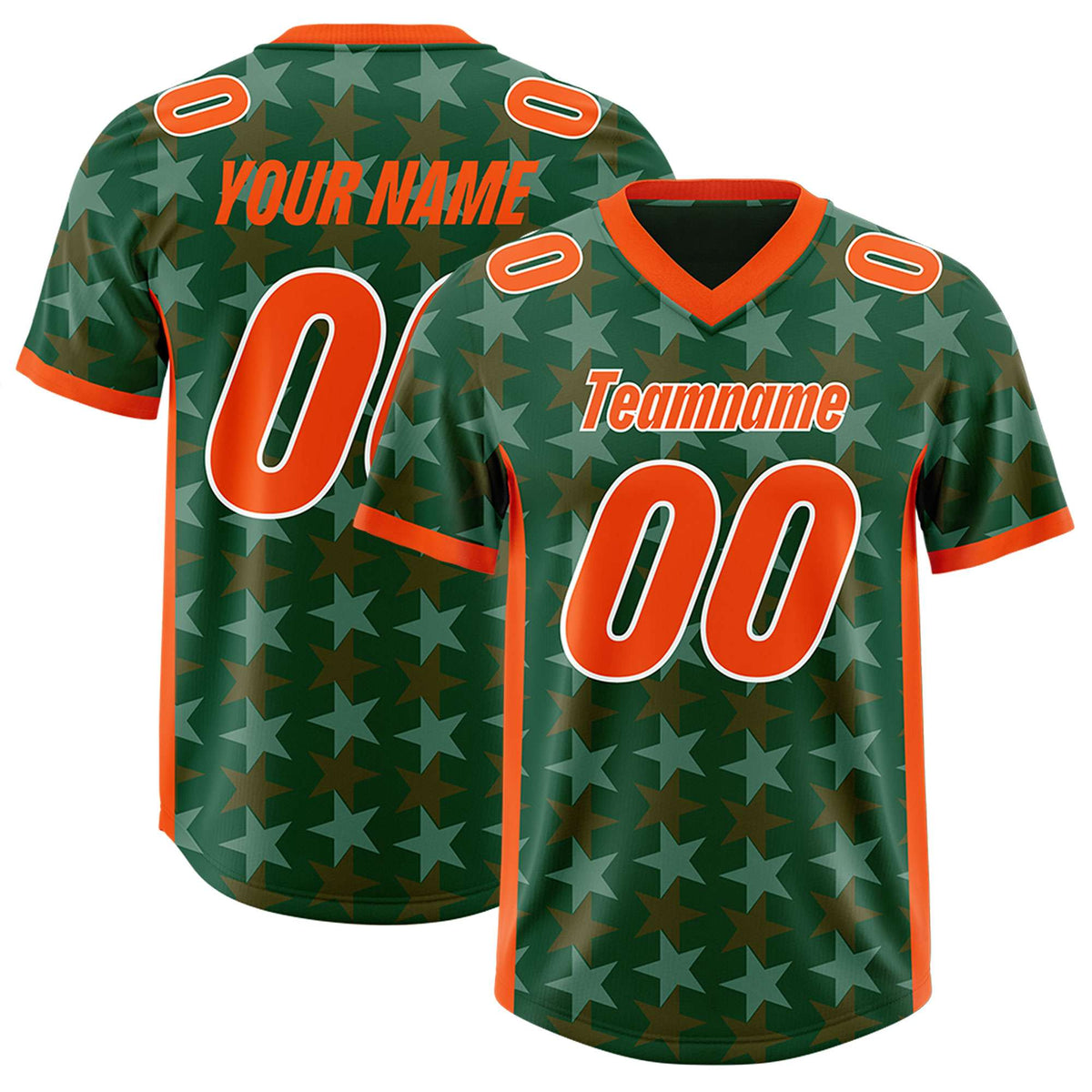 Custom Green Orange Personalized All Star Graffiti Pattern Authentic American Football Jersey