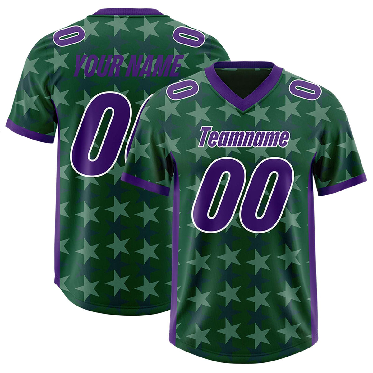 Custom Green Purple Personalized All Star Graffiti Pattern Authentic American Football Jersey