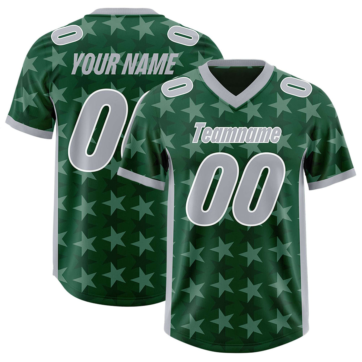 Custom Green Grey Personalized All Star Graffiti Pattern Authentic American Football Jersey