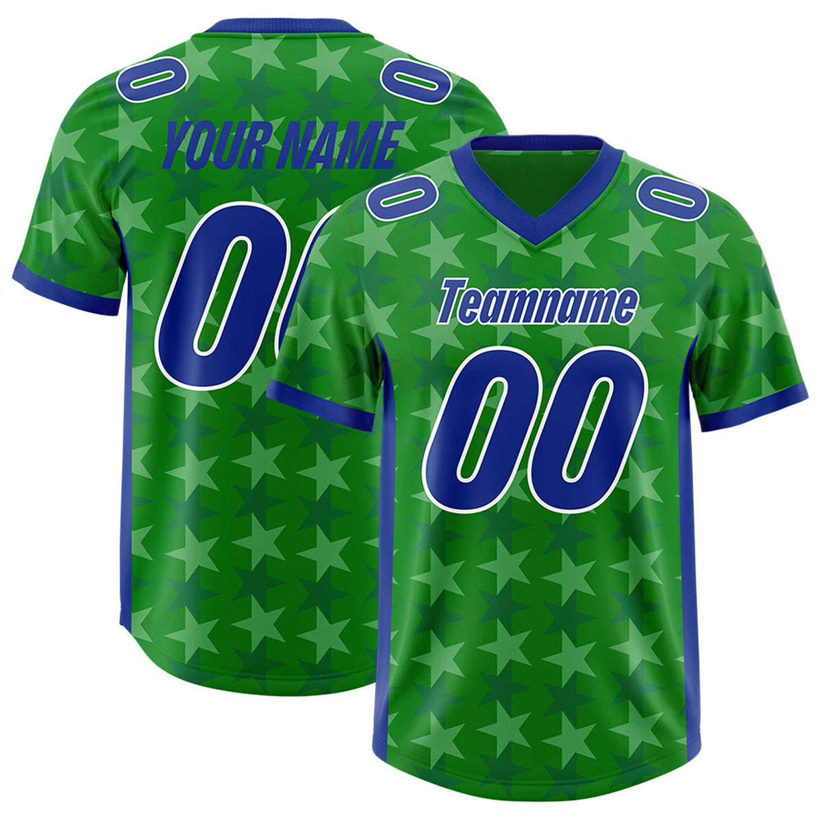 Custom Kelly Green Royal Personalized All Star Graffiti Pattern Authentic American Football Jersey