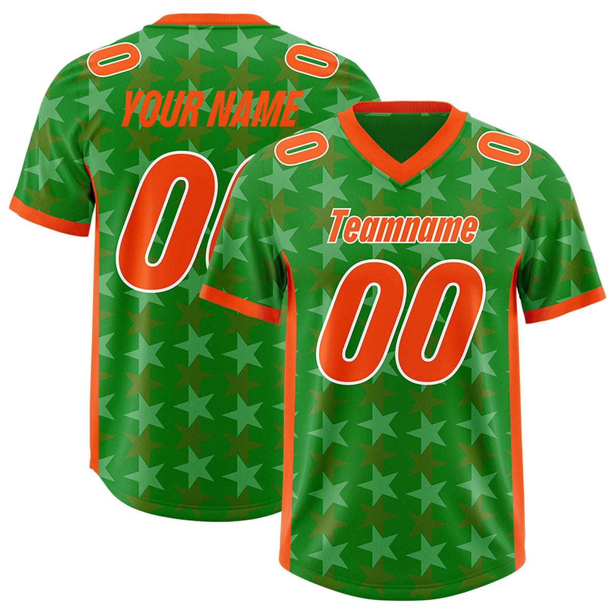Custom Kelly Green Orange Personalized All Star Graffiti Pattern Authentic American Football Jersey