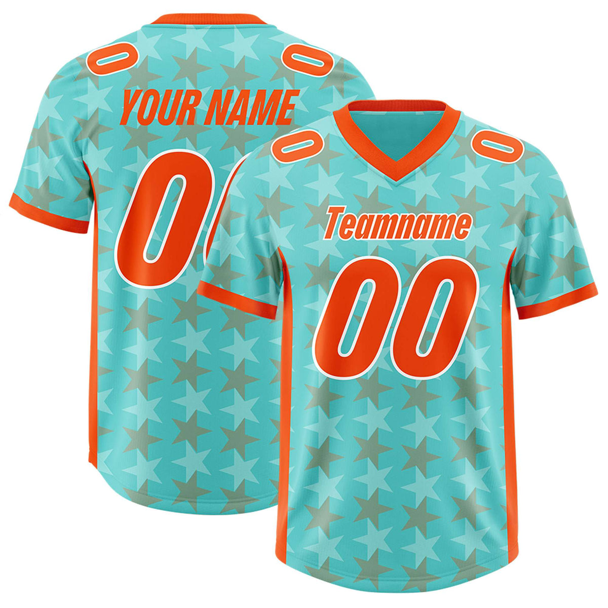 Custom Bright Green Orange Personalized All Star Graffiti Pattern Authentic American Football Jersey