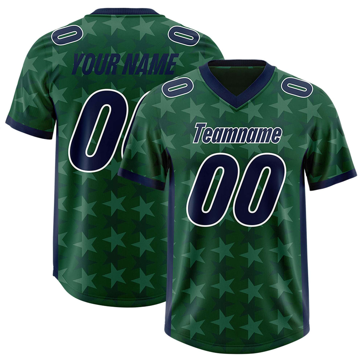 Custom Green Navy Personalized All Star Graffiti Pattern Authentic American Football Jersey