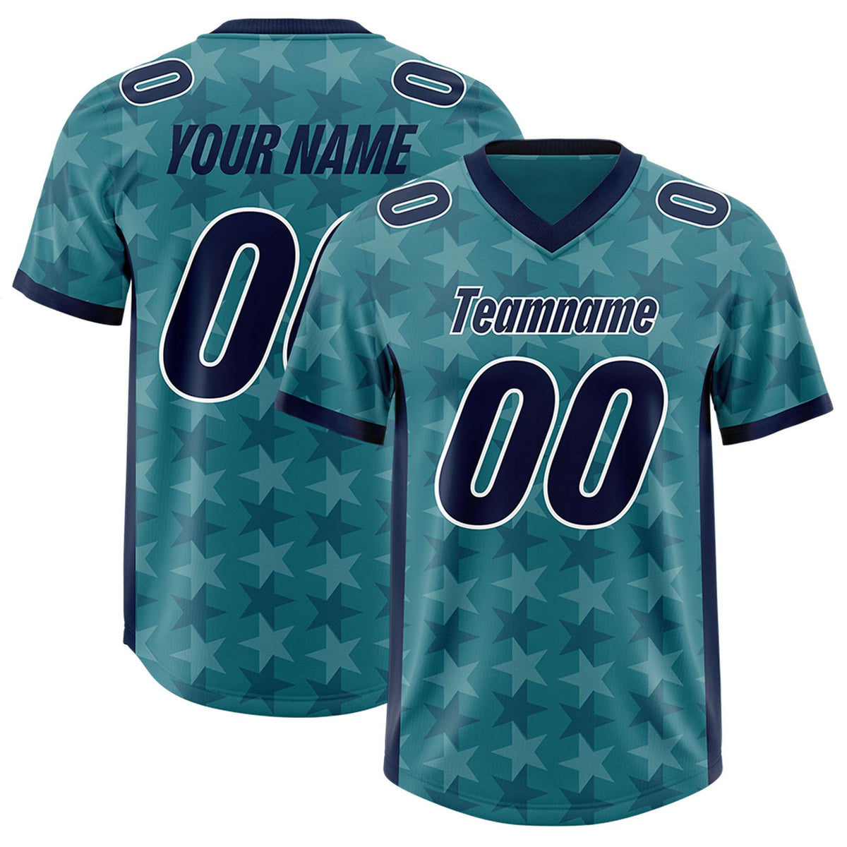 Custom Aqua Navy Personalized All Star Graffiti Pattern Authentic American Football Jersey