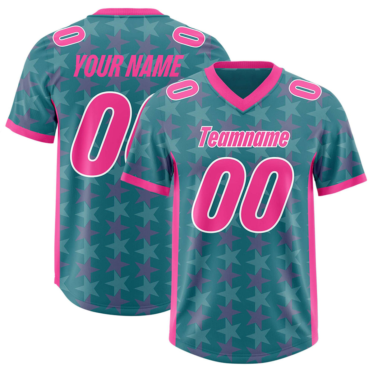 Custom Aqua Pink Personalized All Star Graffiti Pattern Authentic American Football Jersey