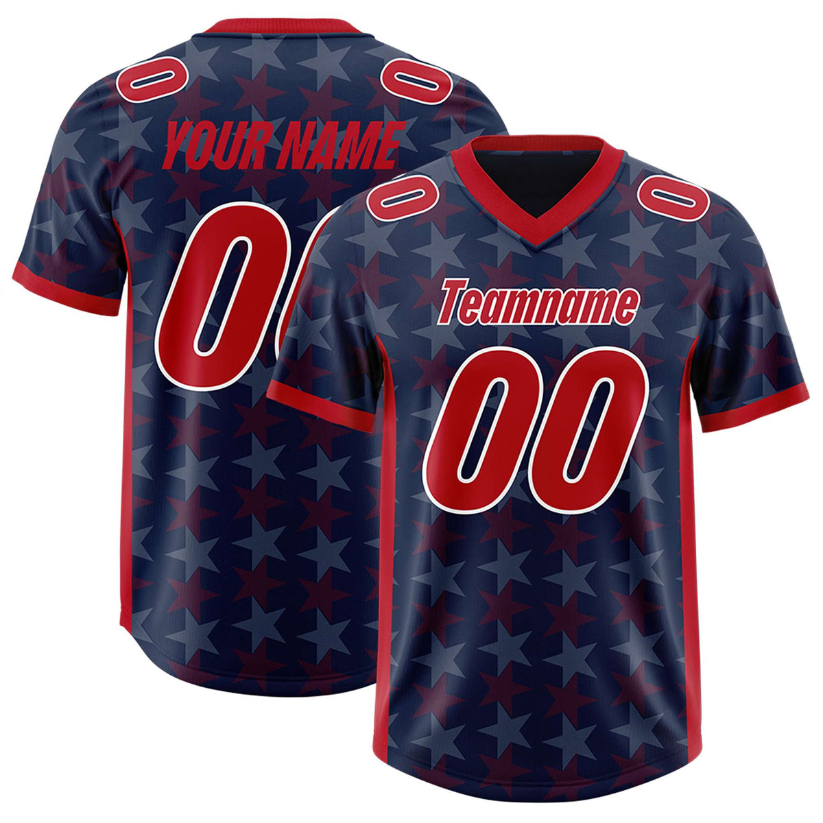 Custom Navy Red Personalized All Star Graffiti Pattern Authentic American Football Jersey