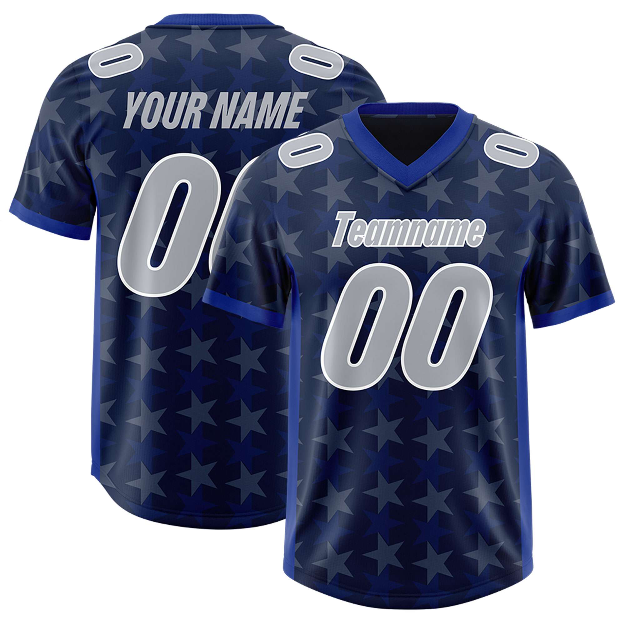 Custom Navy Royal Personalized All Star Graffiti Pattern Authentic American Football Jersey