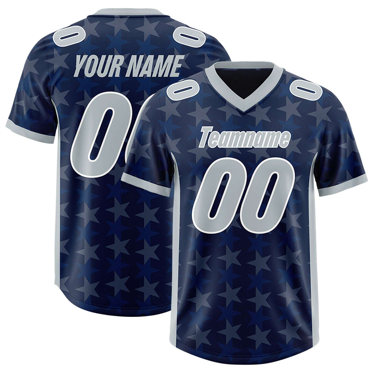 Custom Navy Grey Personalized All Star Graffiti Pattern Authentic American Football Jersey
