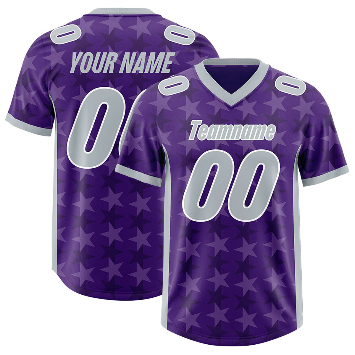Custom Purple Grey Personalized All Star Graffiti Pattern Authentic American Football Jersey