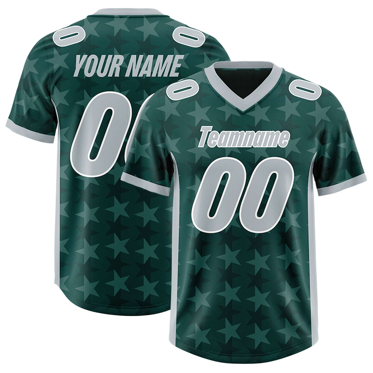 Custom Midnight Green Grey Personalized All Star Graffiti Pattern Authentic American Football Jersey