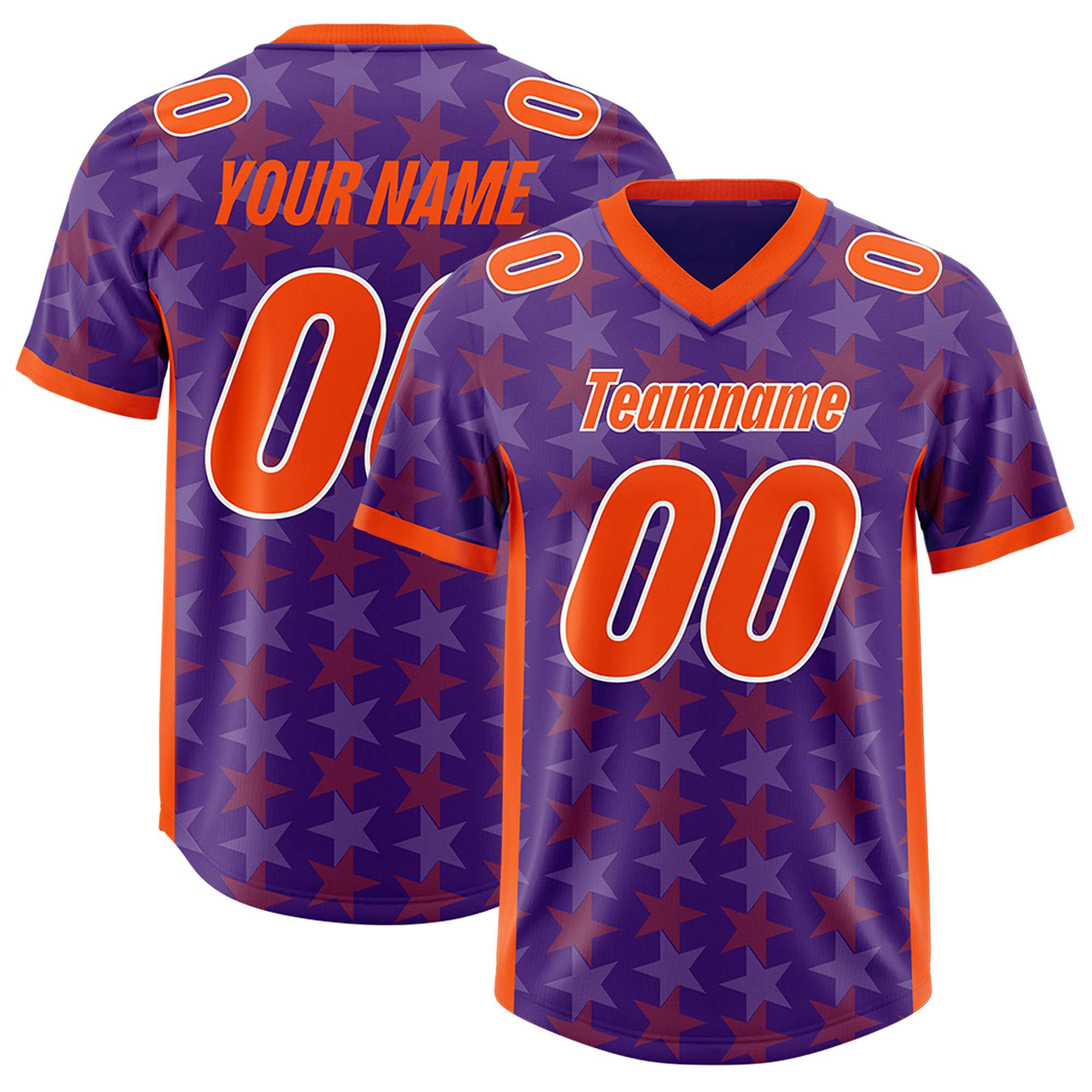 Custom Purple Orange Personalized All Star Graffiti Pattern Authentic American Football Jersey