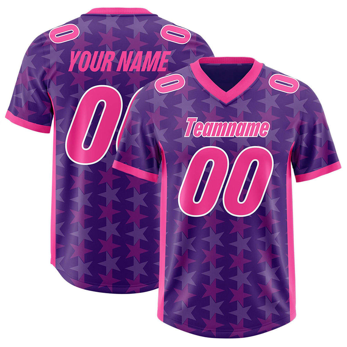 Custom Purple Pink Personalized All Star Graffiti Pattern Authentic American Football Jersey