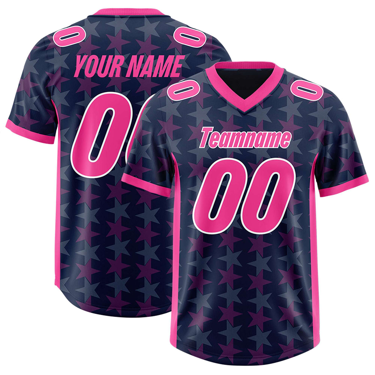 Custom Navy Pink Personalized All Star Graffiti Pattern Authentic American Football Jersey