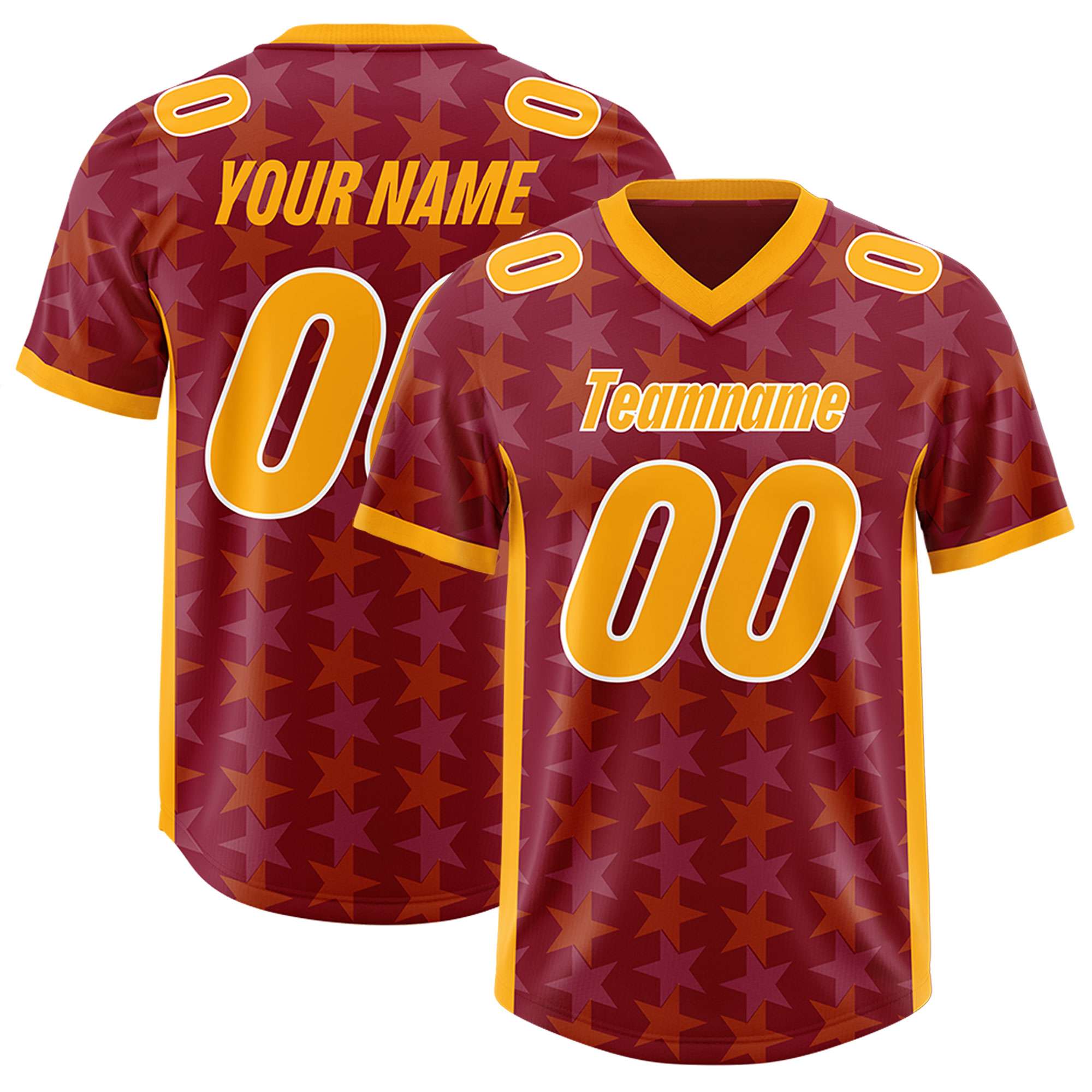 Custom Crimson Yellow Personalized All Star Graffiti Pattern Authentic American Football Jersey