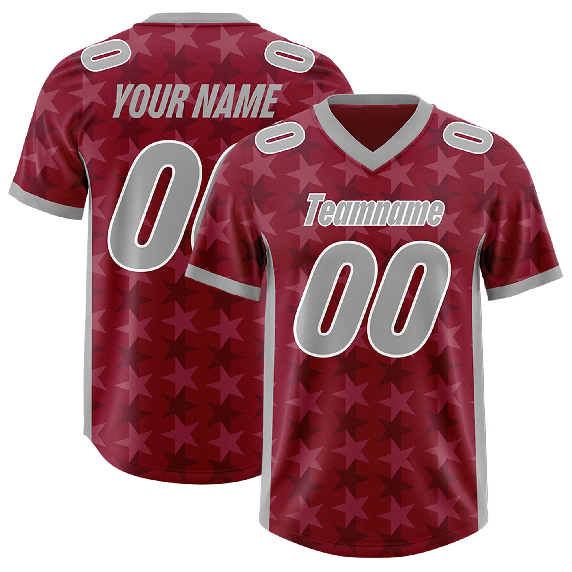 Custom Crimson Grey Personalized All Star Graffiti Pattern Authentic American Football Jersey