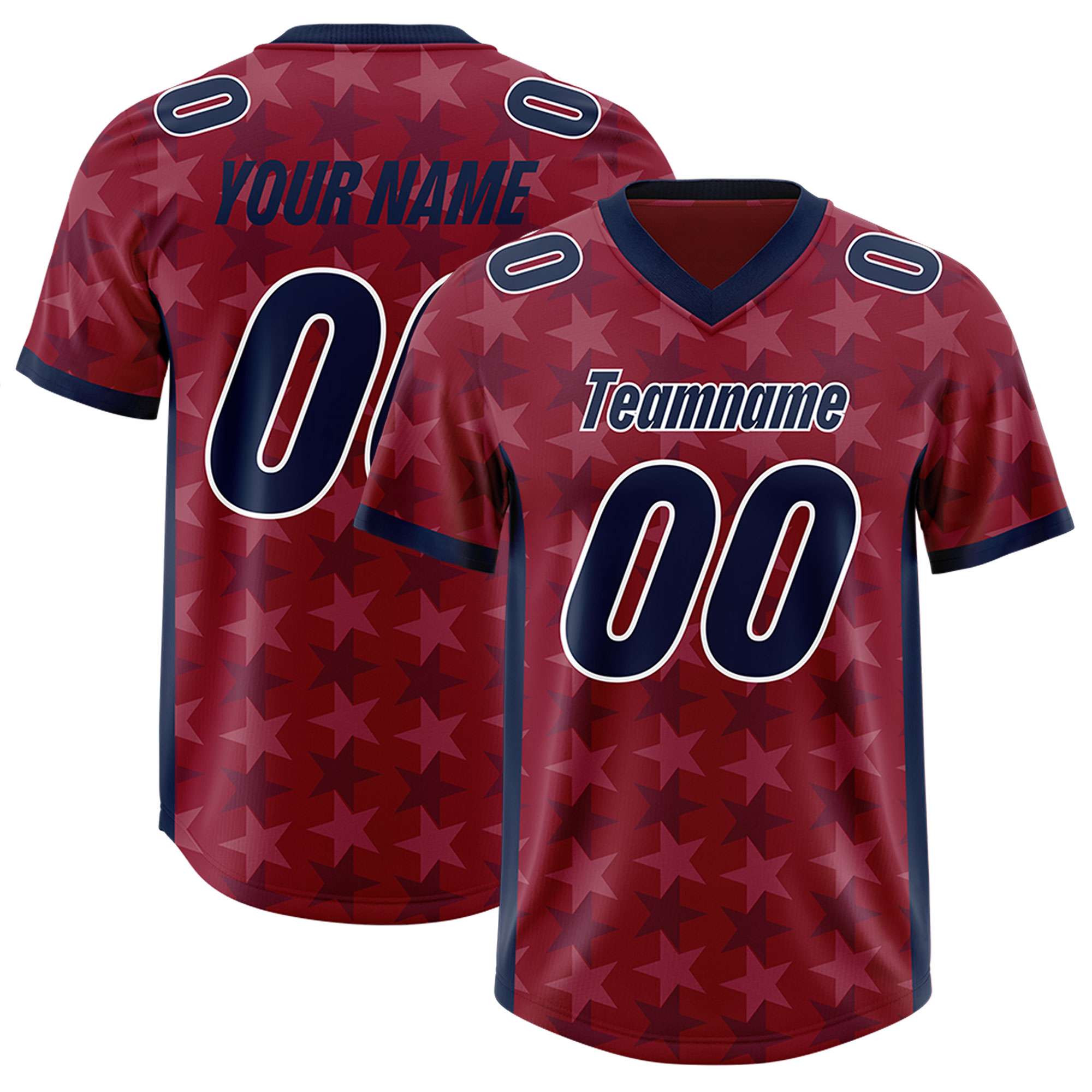 Custom Crimson Navy Personalized All Star Graffiti Pattern Authentic American Football Jersey