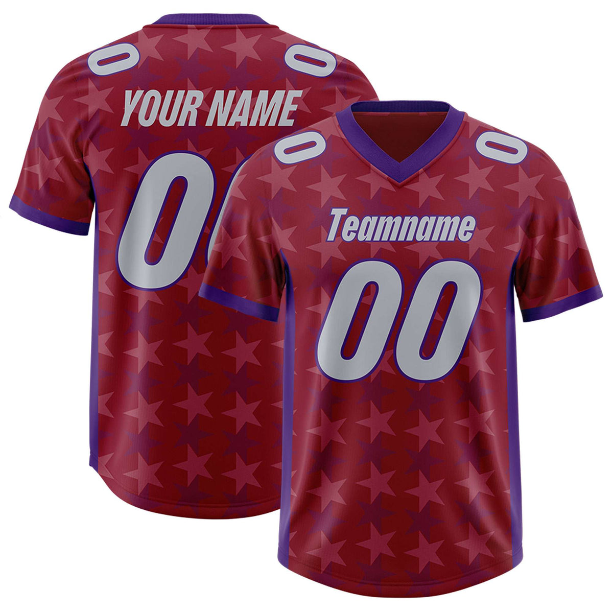 Custom Crimson Purple Personalized All Star Graffiti Pattern Authentic American Football Jersey
