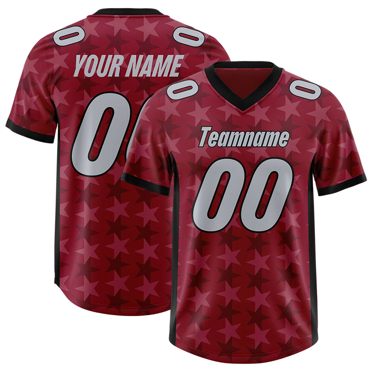 Custom Crimson Black Personalized All Star Graffiti Pattern Authentic American Football Jersey