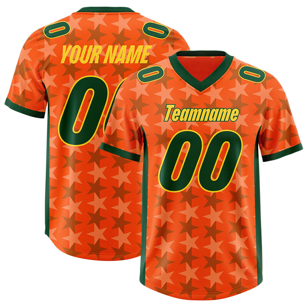 Custom Orange Green Personalized All Star Graffiti Pattern Authentic American Football Jersey