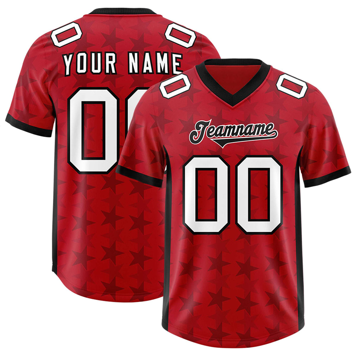 Custom Red Black Personalized All Star Graffiti Pattern Authentic American Football Jersey