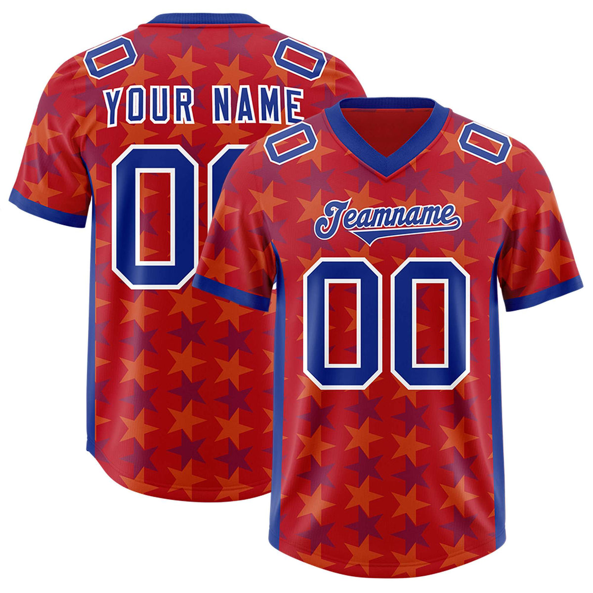 Custom Red Royal Personalized All Star Graffiti Pattern Authentic American Football Jersey