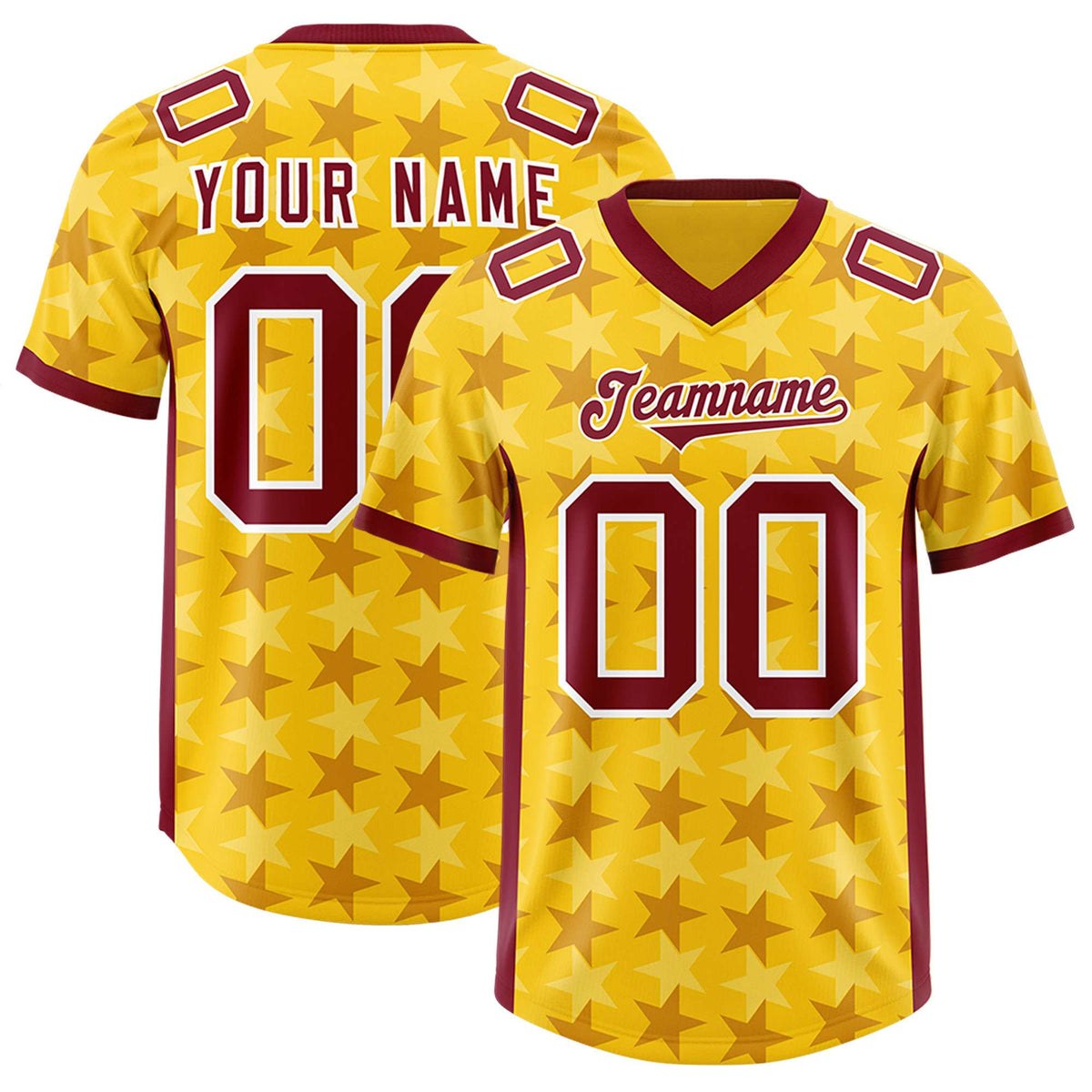 Custom Gold Crimson Personalized All Star Graffiti Pattern Authentic American Football Jersey