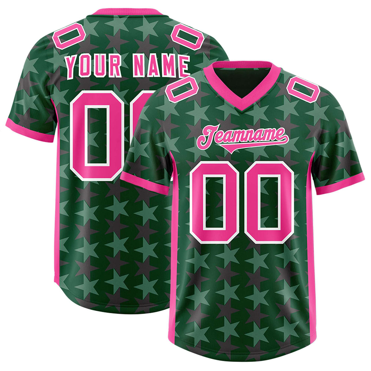 Custom Green Pink Personalized All Star Graffiti Pattern Authentic American Football Jersey