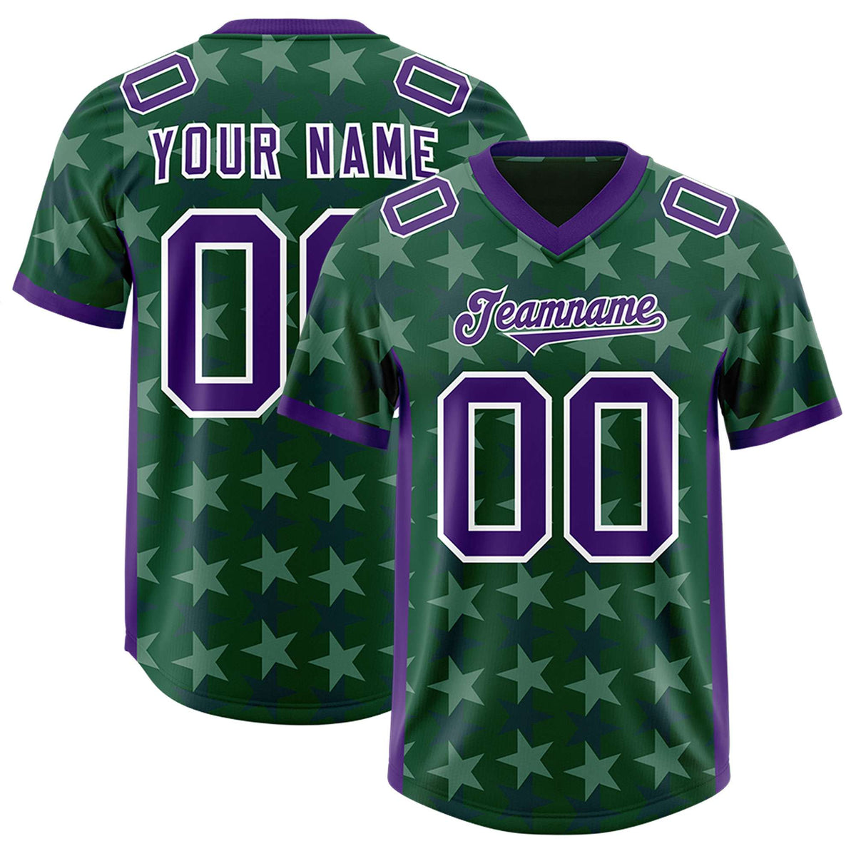 Custom Green Purple Personalized All Star Graffiti Pattern Authentic American Football Jersey