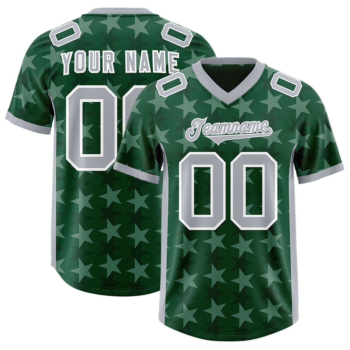 Custom Green Grey Personalized All Star Graffiti Pattern Authentic American Football Jersey
