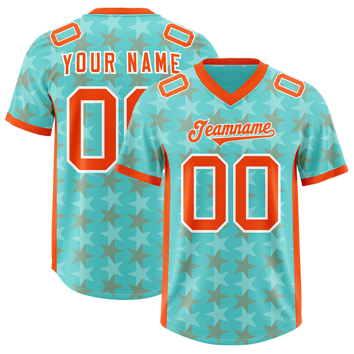 Custom Bright Green Orange Personalized All Star Graffiti Pattern Authentic American Football Jersey