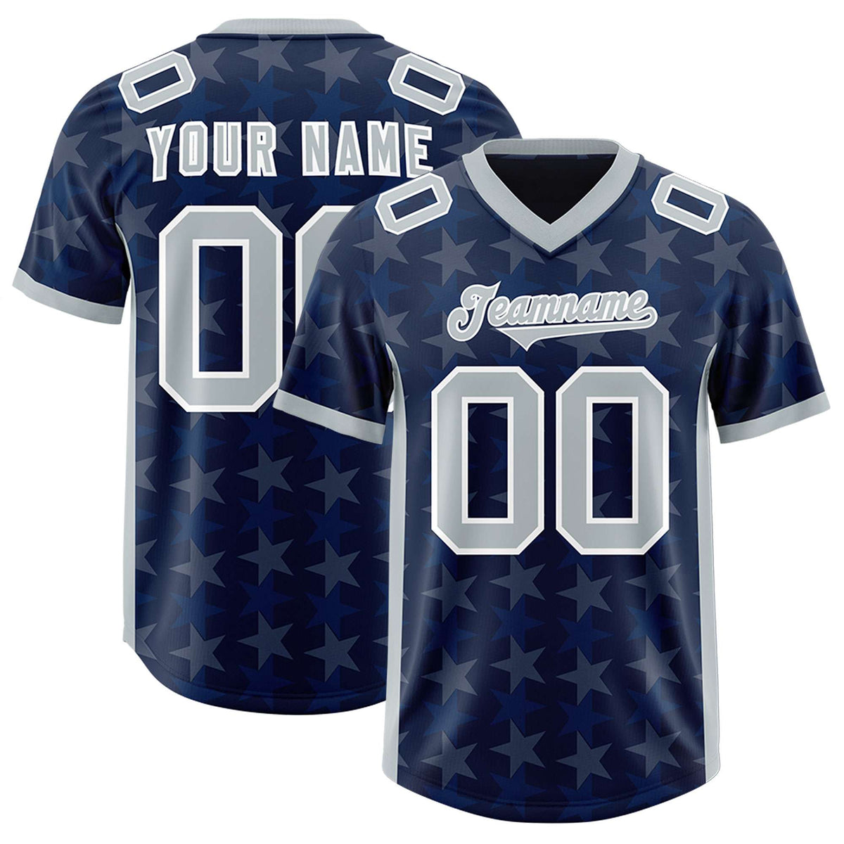 Custom Navy Grey Personalized All Star Graffiti Pattern Authentic American Football Jersey