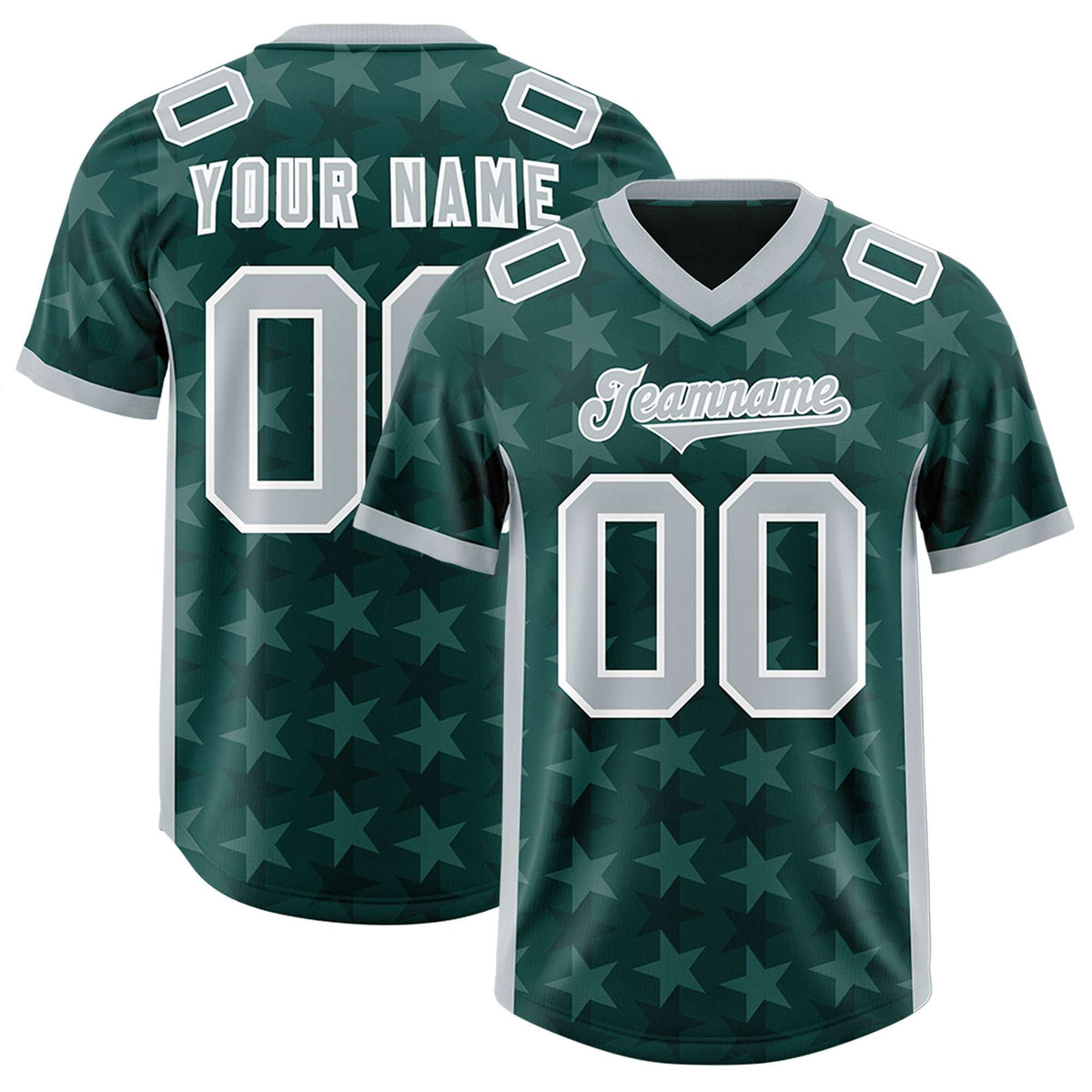 Custom Midnight Green Grey Personalized All Star Graffiti Pattern Authentic American Football Jersey